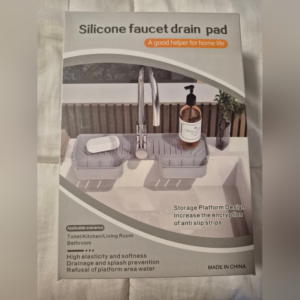 Gray Sink Organizer with Soap Dispenser